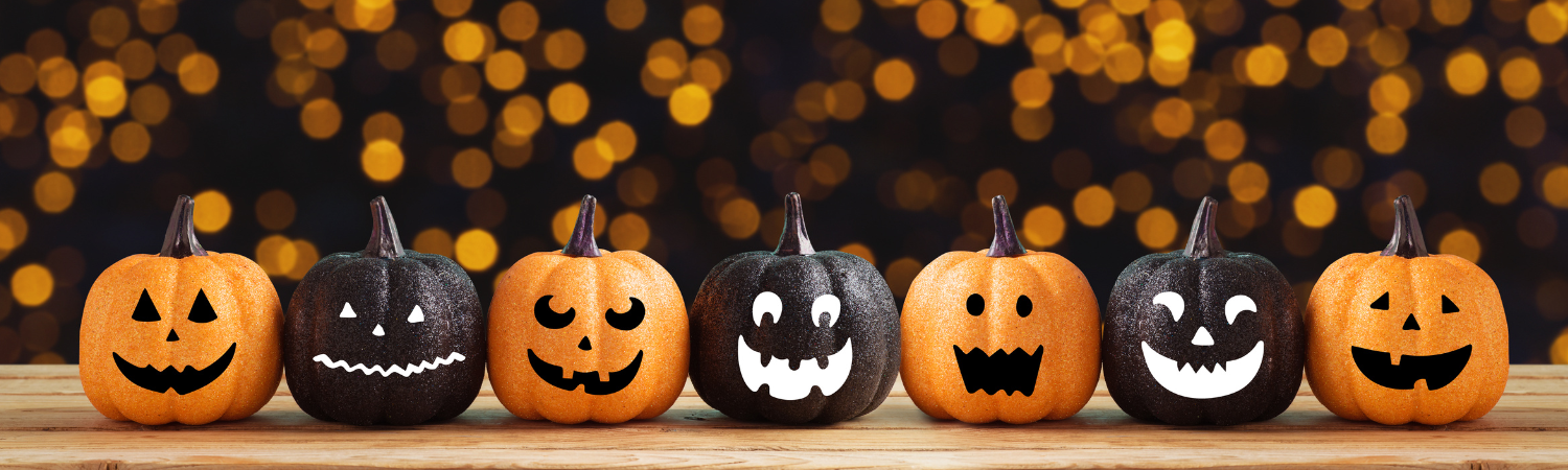 painted black and orange pumpkins