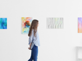 young woman in art gallery