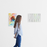 young woman in art gallery