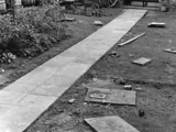 old photo of newly laid paved path
