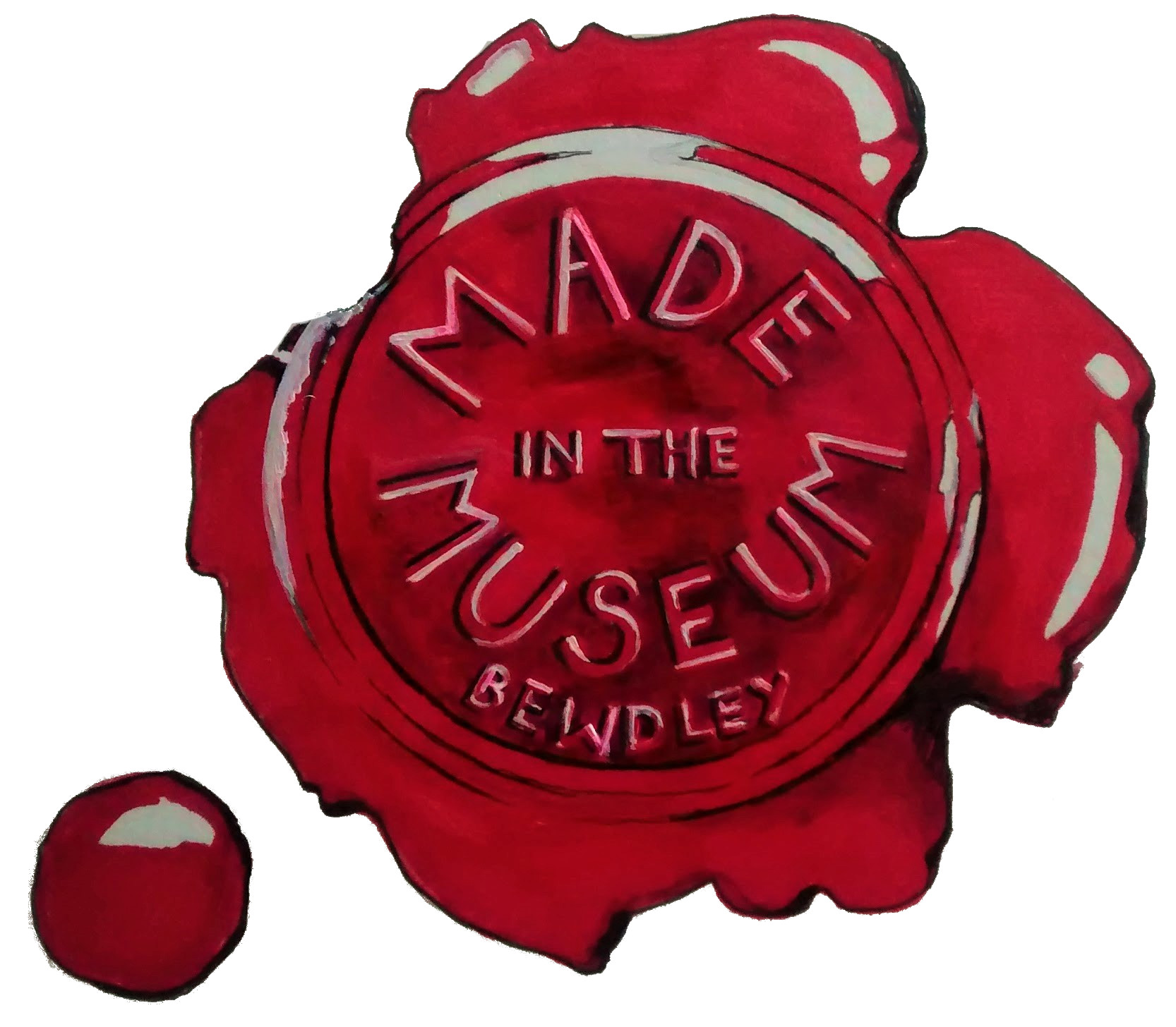logo made in the museum bewdley written on red wax seal
